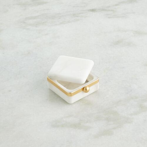 Gold Band Swivel Alabaster Box