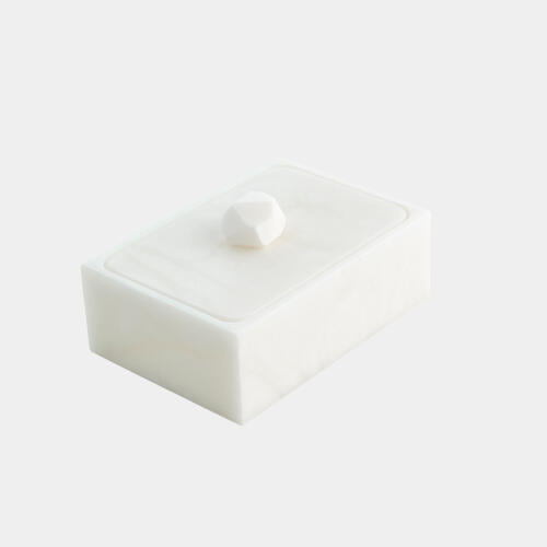 Isla Facet Knob Alabaster Box