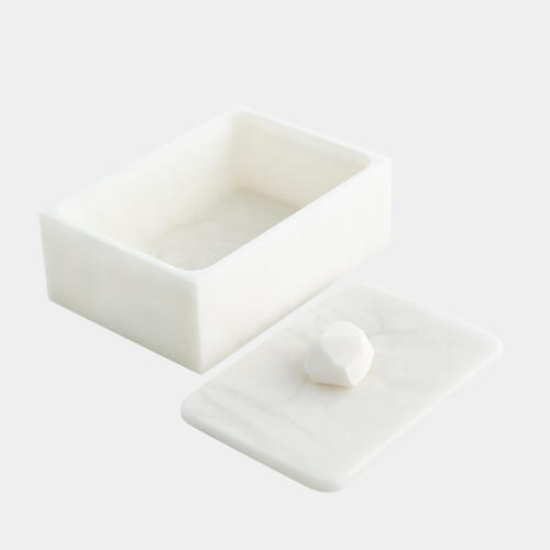 Isla Facet Knob Alabaster Box