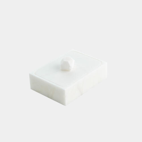 Isla Facet Knob Alabaster Box