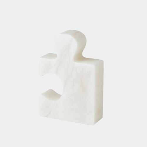 Alabaster Jigsaw Bookends-White