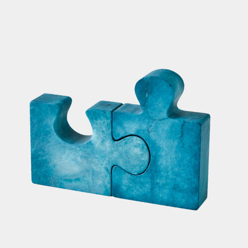 Alabaster Jigsaw Bookends-Blue