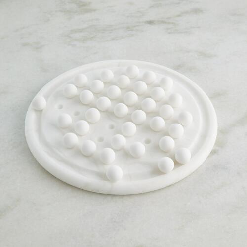 Alabaster Solitaire Game Set-White