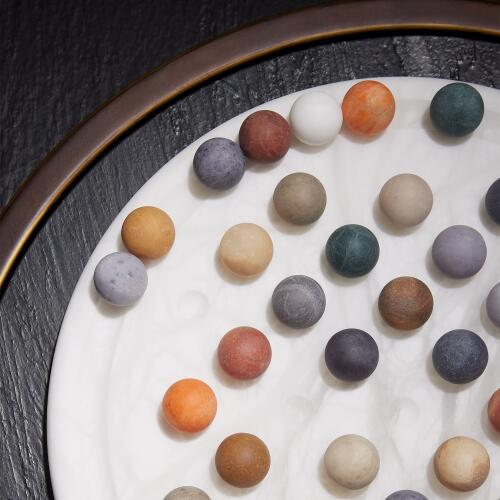 Augustus Alabaster Solitaire Game Set-Multi