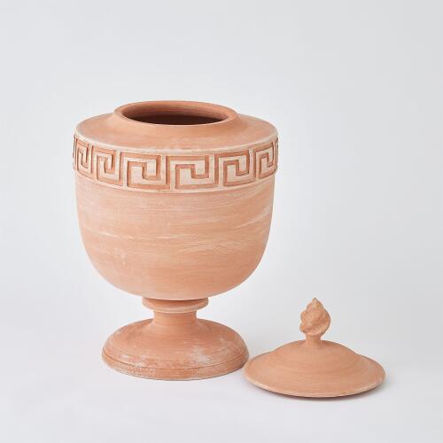 Villa Greek Key Urn-Terracotta