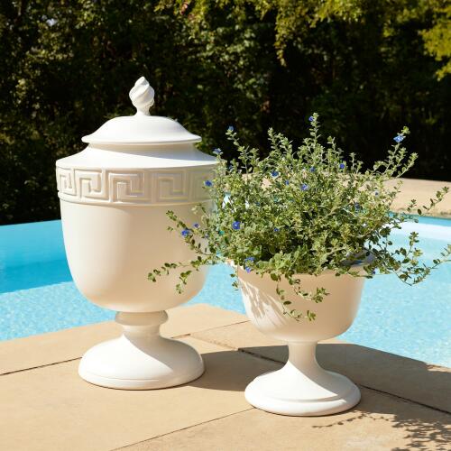 Villa Greek Key Urn-Matte White