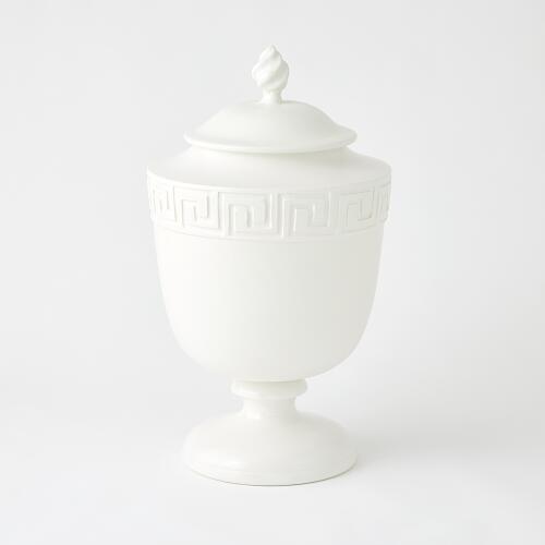 Villa Greek Key Urn-Matte White