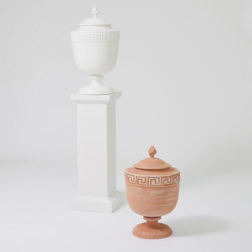 Villa Greek Key Urn-Matte White
