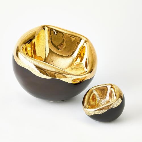 Squished Bowl-Gold Crackle