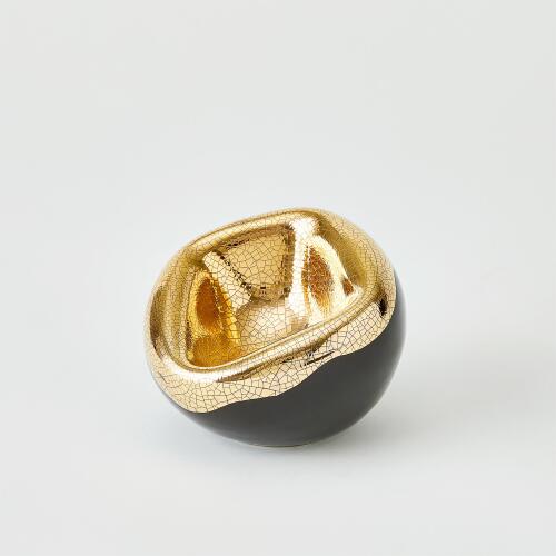 Squished Bowl-Gold Crackle