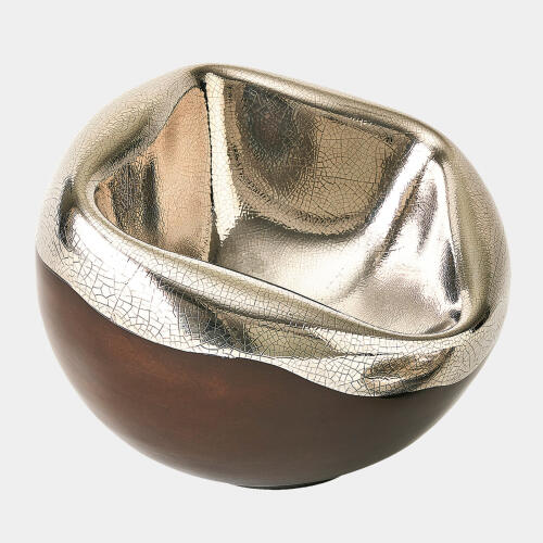 Squished Bowl-Platinum Crackle