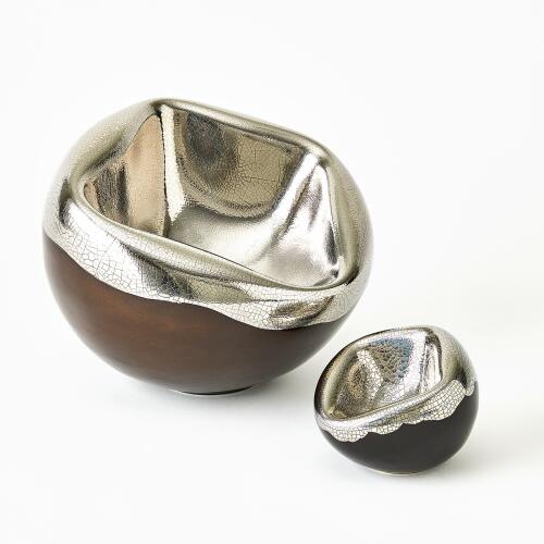 Squished Bowl-Platinum Crackle