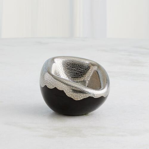 Squished Bowl-Platinum Crackle