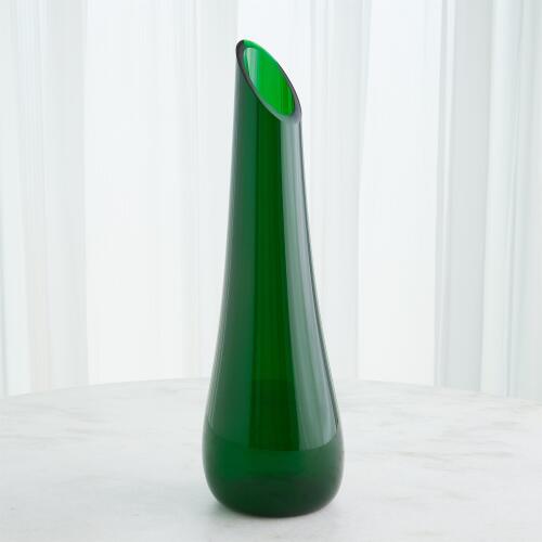 Tall Slant Vase-Emerald
