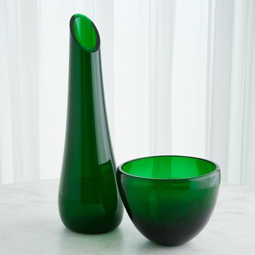 Tall Slant Vase-Emerald