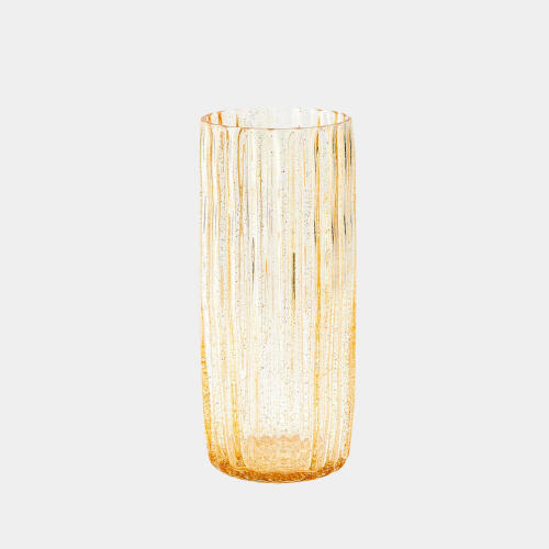 Pleated Glass Vase-Golden Flake