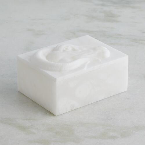 Egyptian Ram Head Box-Carved Alabaster