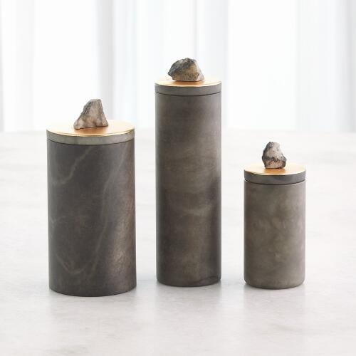 Quarry Jar-Gray/Gold Leaf-Lg