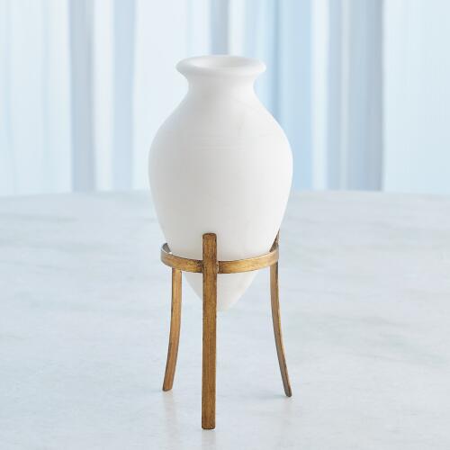 Amphora Alabaster Vase-White