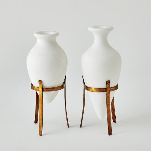 Alabastron Vase w/Stand-White
