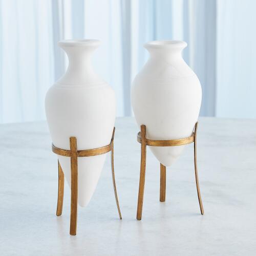Alabastron Vase w/Stand-White