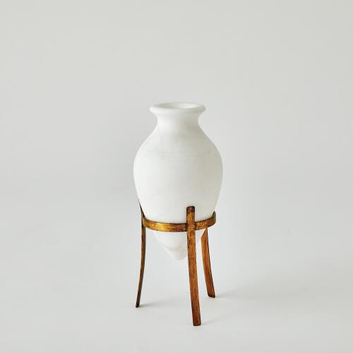 Amphora Alabaster Vase-White