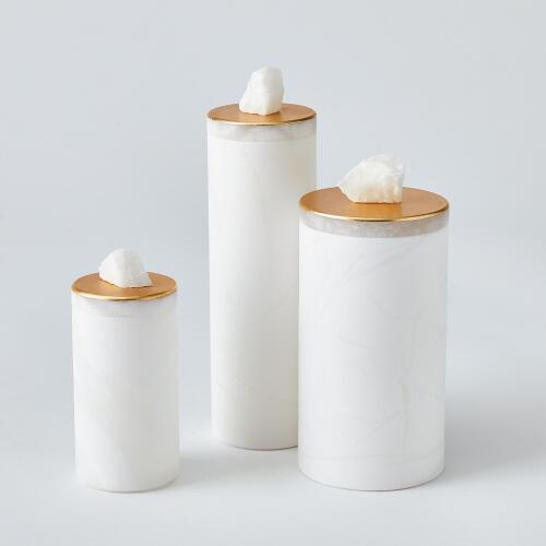 Quarry Jar-White/Gold Leaf