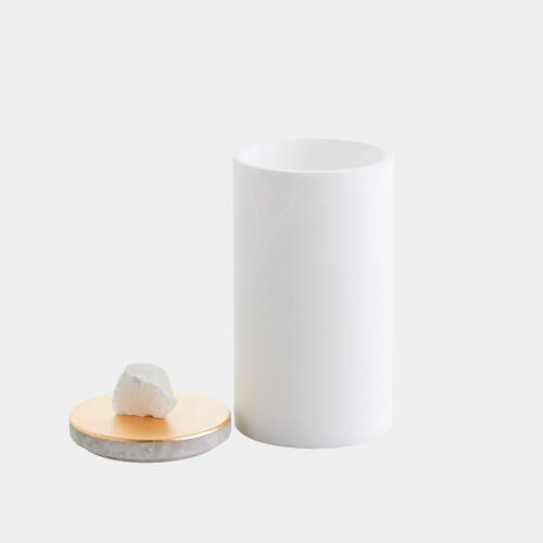 Quarry Jar-White/Gold Leaf-Med