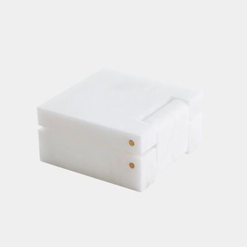Hecate Hinged Alabaster Box-White