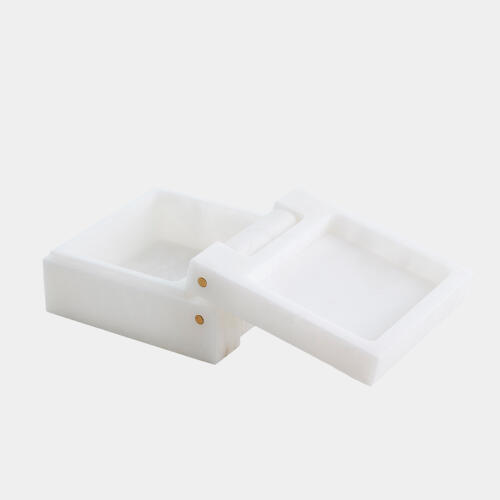 Hecate Hinged Alabaster Box-White