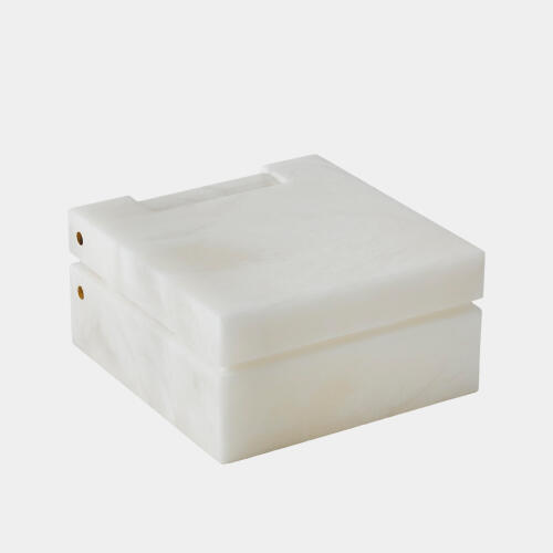 Hecate Hinged Alabaster Box-White