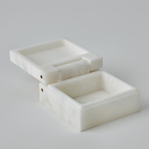 Hinged Alabaster Box-White