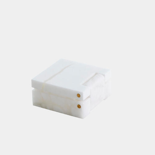 Hecate Hinged Alabaster Box-White