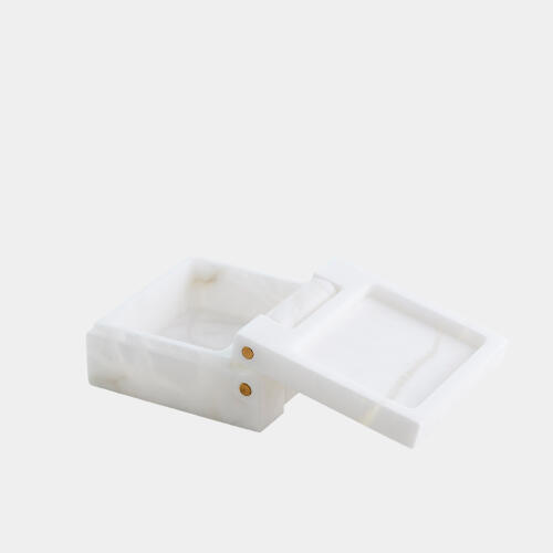 Hecate Hinged Alabaster Box-White
