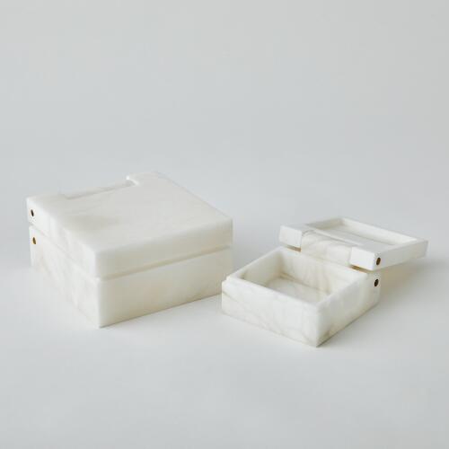 Hinged Alabaster Box-White