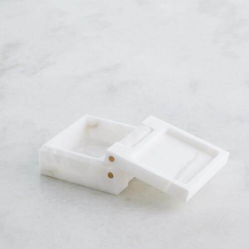 Hinged Alabaster Box-White