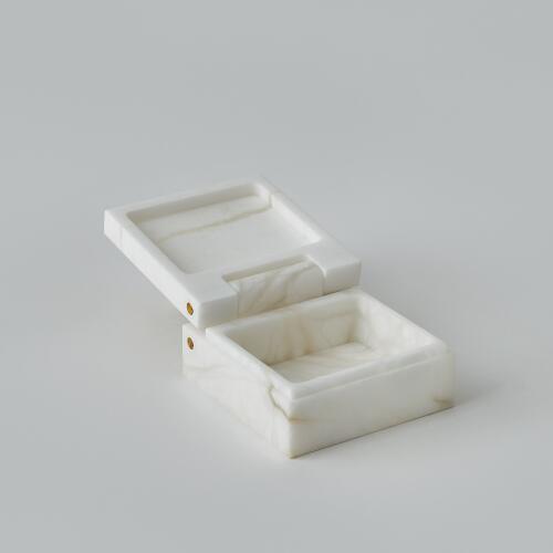 Hinged Alabaster Box-White