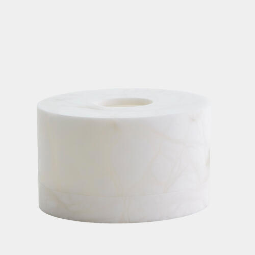 Elena Oval Tissue Box-Alabaster