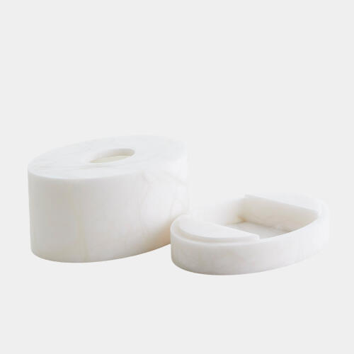Elena Oval Tissue Box-Alabaster