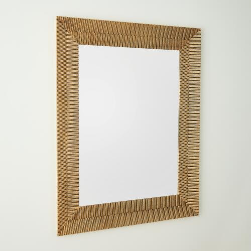 Delicate Basketweave Mirror-Gold