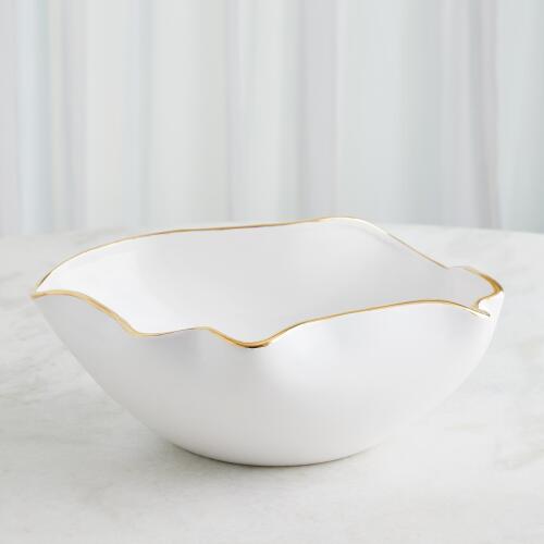 Currents Bowl-White/Gold