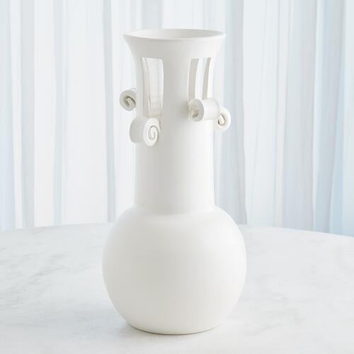 Spiral Handle Vase-Matte White