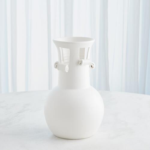 Spiral Handle Vase-Matte White