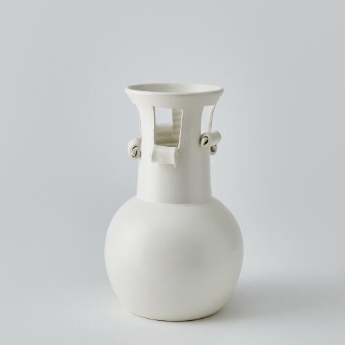 Spiral Handle Vase-Matte White