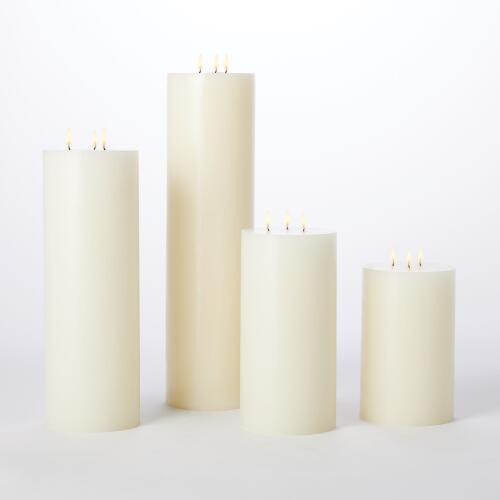 3 Wick Pillar Candle-Unscented