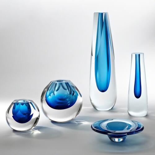 Cut Glass Vase-Cobalt