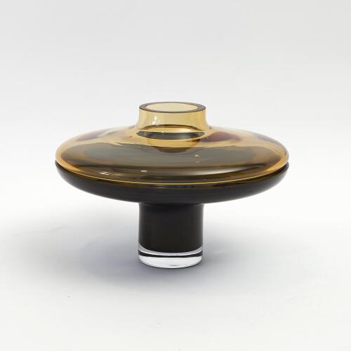 Low Amber Over Cobalt Vase