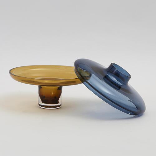 Low Cobalt Over Amber Vase