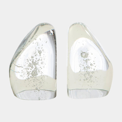 Chunk Bookends-Clear w/Bubbles