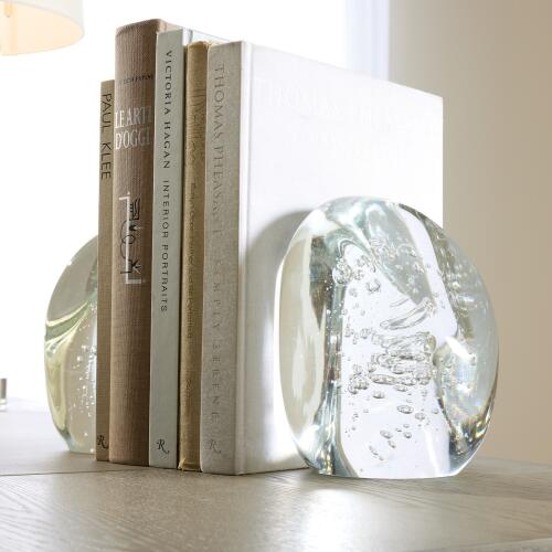 Chunk Bookends-Clear w/Bubbles